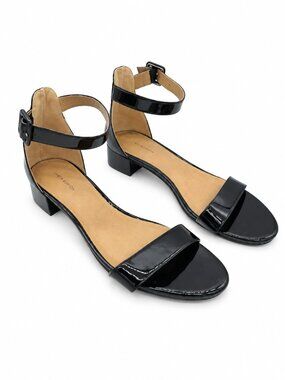 14th & Union Black Ankle Strap Block Heel Sandals Women’s 9.5M